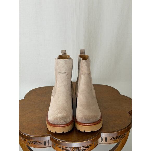 Jordie | Shoeline New Sofft Jordie Rose Taupe Chunky Heel Suede Chelsea Boot #0277 SZ 7.5
